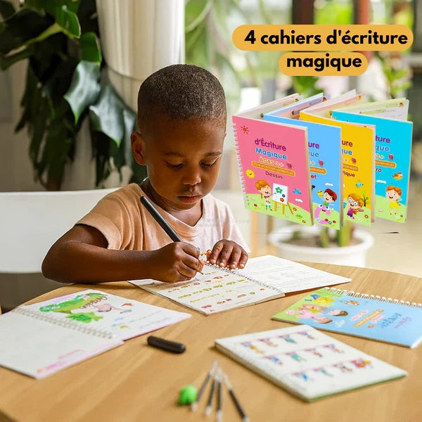 Kit De 4 Cahier 📚 D'apprentissage + 10 Stylo effaçable de Rechange  Pour Enfant ✍🏾️