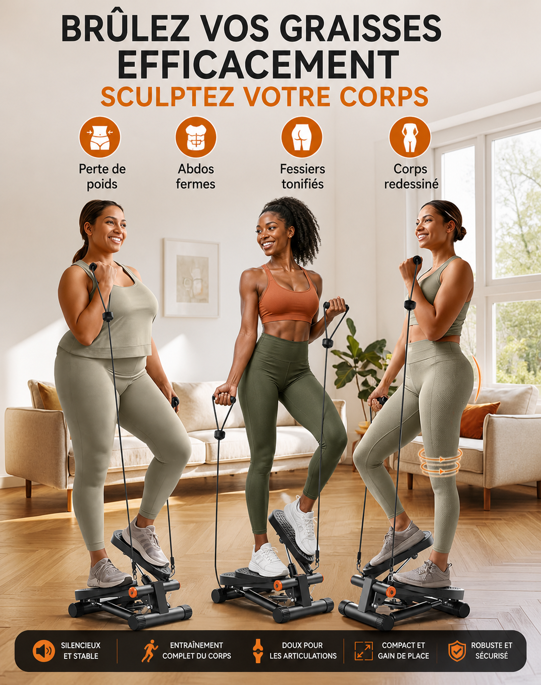 Mini stepper  Fitness pour l’exercice à domicile, machine d’entraînement type montée d’escaliers