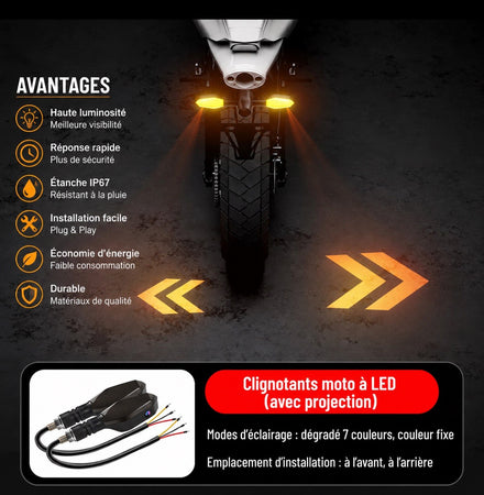 Clignotant LED pour Moto avec Projection au Sol